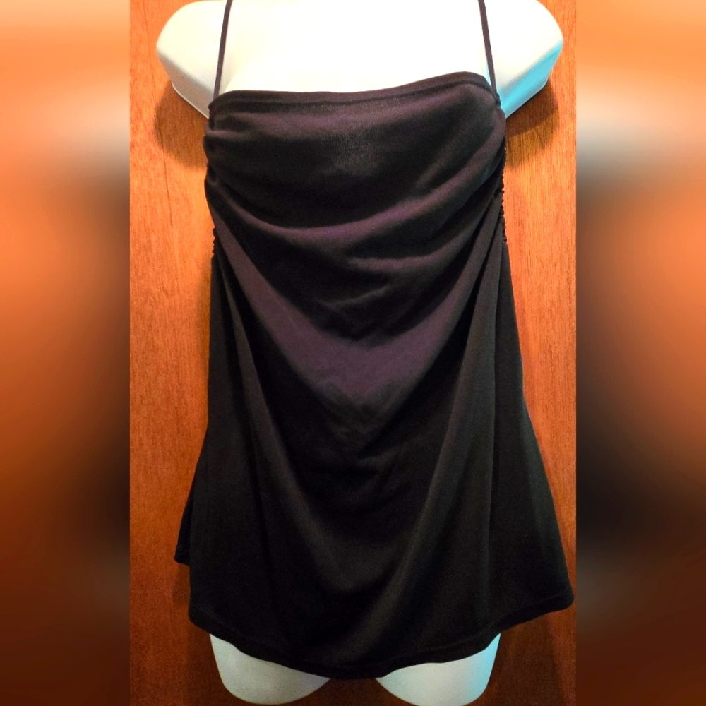 Banana Republic Black Ruched Side Adjustable Vintage Slinky Tank Top SzXL - Picture 1 of 6